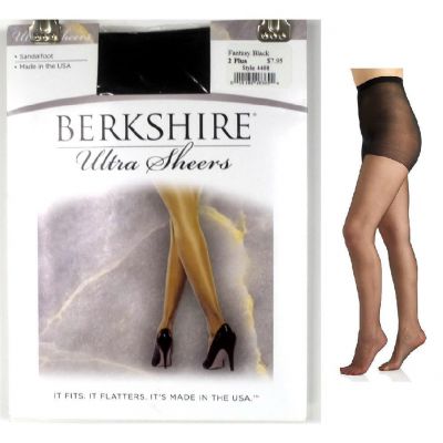 Berkshire Ultra Sheer Non-Control Top Pantyhose Fantasy Black 2 Plus New 4408